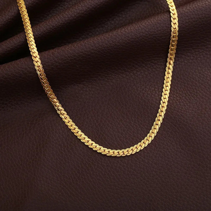 Silver 18K Gold Color 5MM Chain Bracelets Neckalce