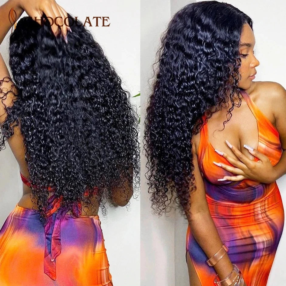Water Wave 13x4 HD Lace Frontal Wig Deep Curly Human Hair Wigs