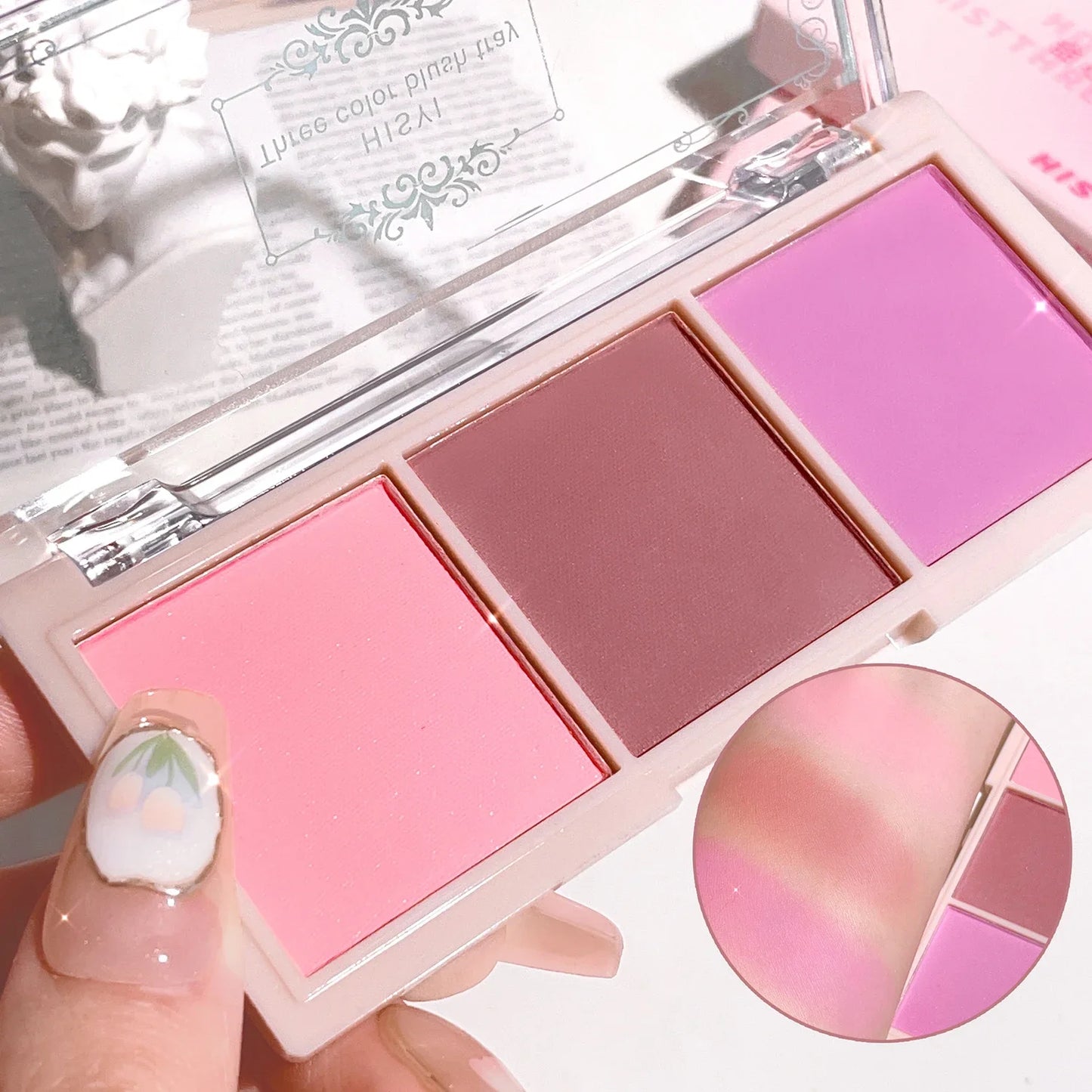 3-Color Cheek Red Plate Nude Makeup Natural Matte