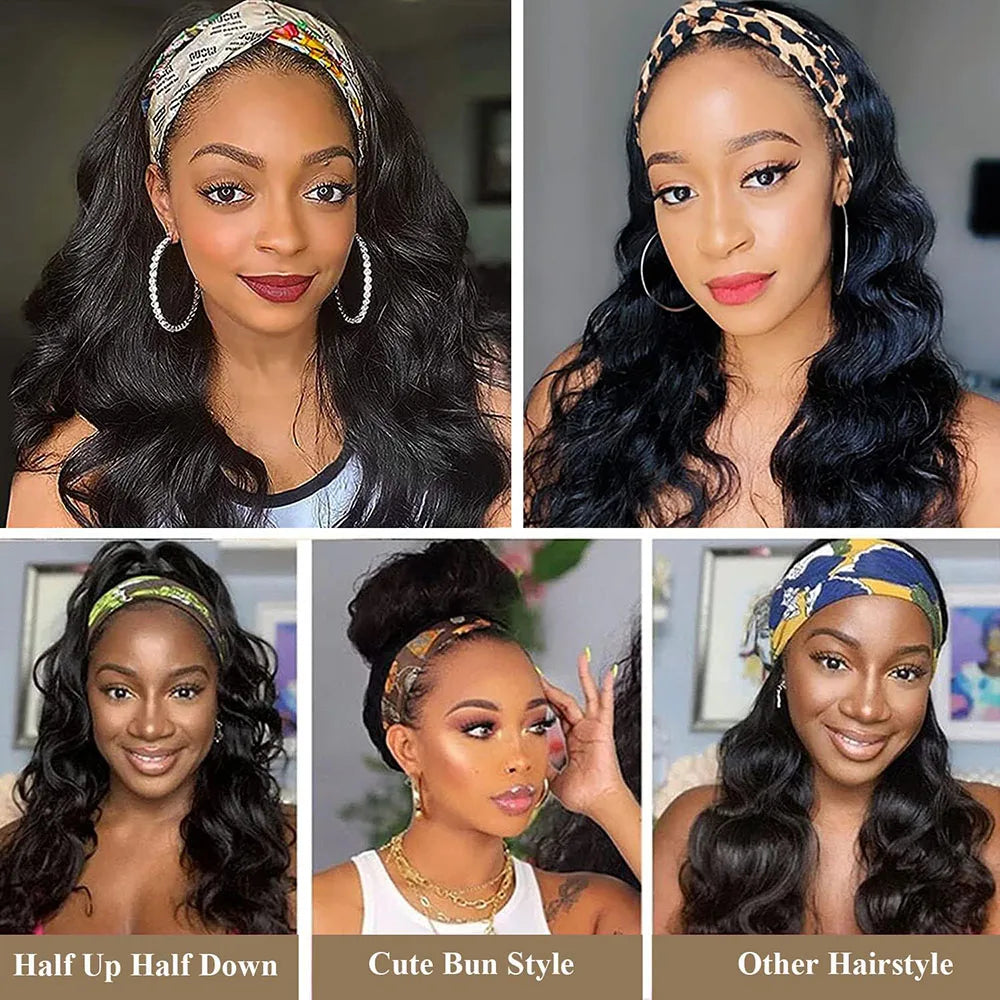 Body Wave Headband Human Hair Wig