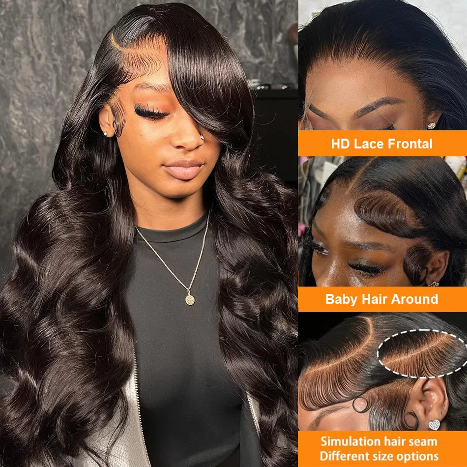100% Human Hair 13x4 13x6 Lace Frontal Wigs Body