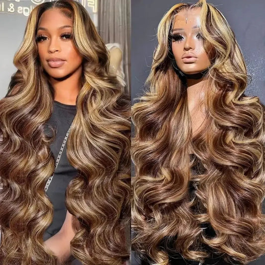 P4/27 Highlight Ombre Brown Body Wave 13x6 Human Hair Wig