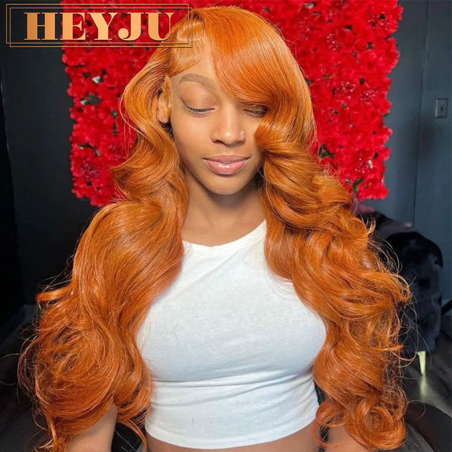 Colored Orange Ginger Lace Front Wigs Human