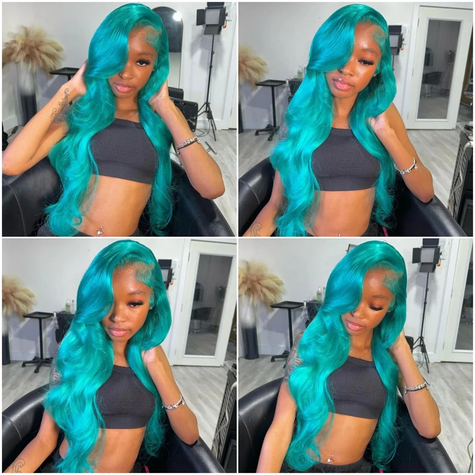 13x6 Teal Ocean Blue Lace Front Wig