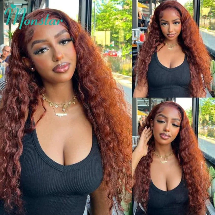 13x6 Hd Colored Copper Ginger Curly Lace Frontal