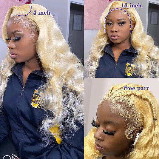Wiggogo Blonde Lace Front Wig Human Hair Body Wave 613 Hd Lace Frontal Wig