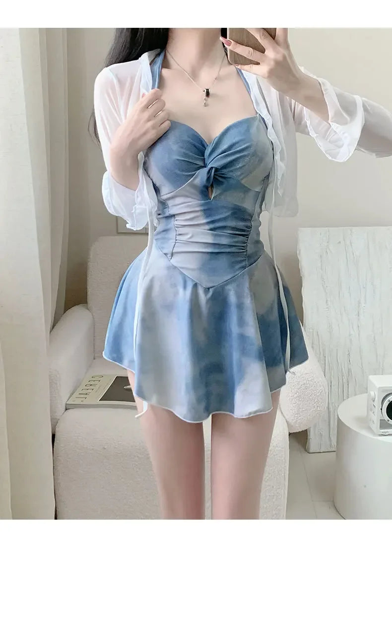 New Tenderness Sweet Cute Blue Halter Bikinis