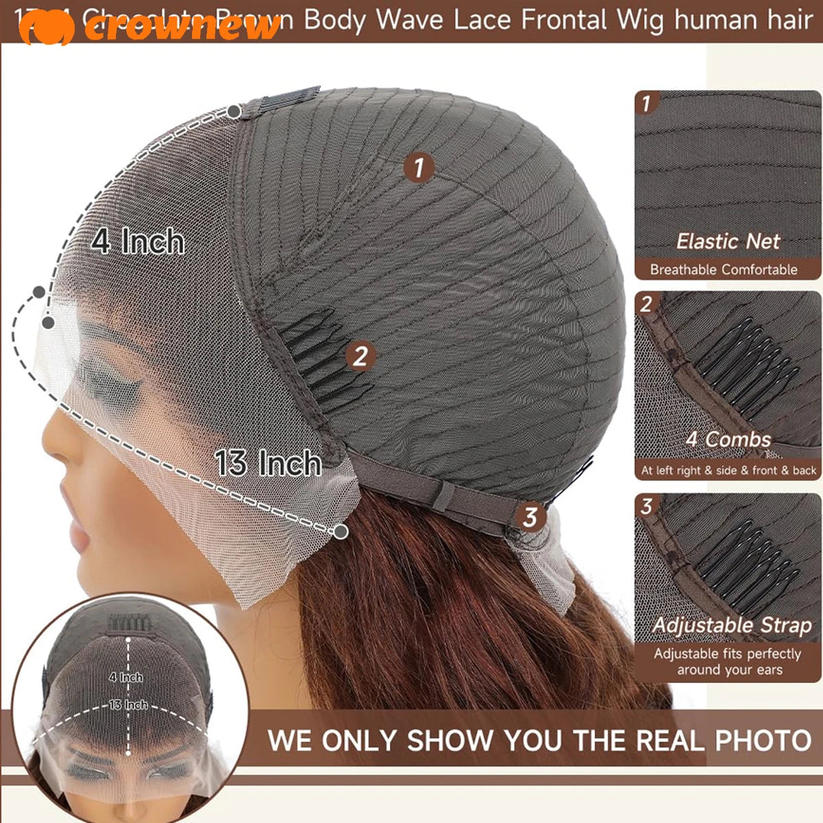 Chocolate Brown Lace Front Wig Human Hair