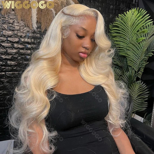 Wiggogo Blonde Lace Front Wig Human Hair Body Wave 613 Hd Lace Frontal Wig