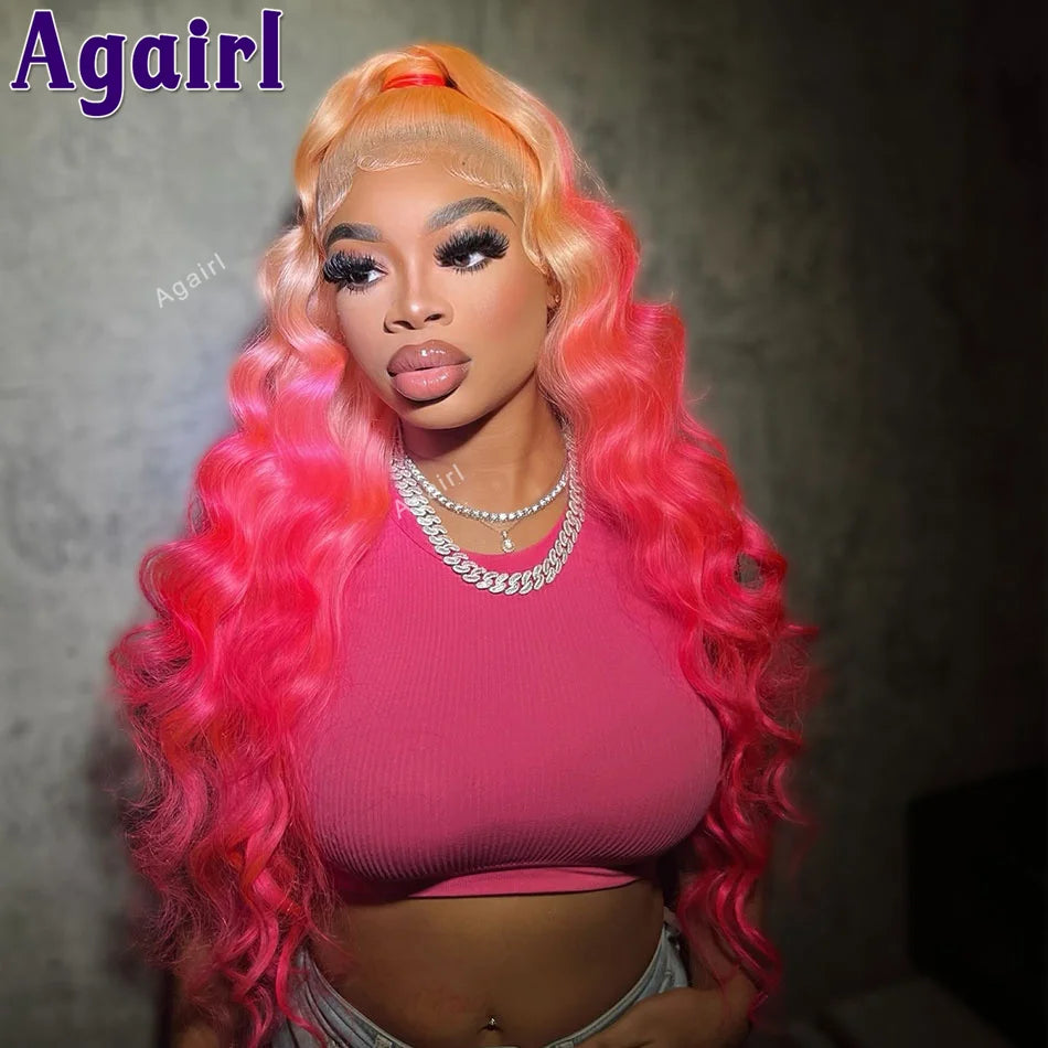 Ombre 613 Rose Pink 13X6 Loose Deep Wave