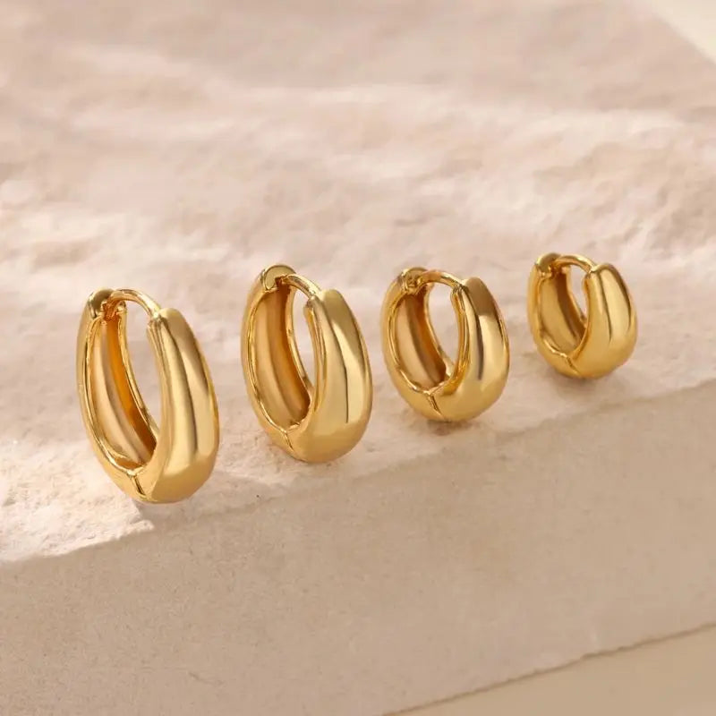 Classic Hoop Earrings for Women Chunky