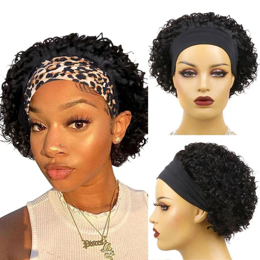 100% Human Hair Headband Wigs Short