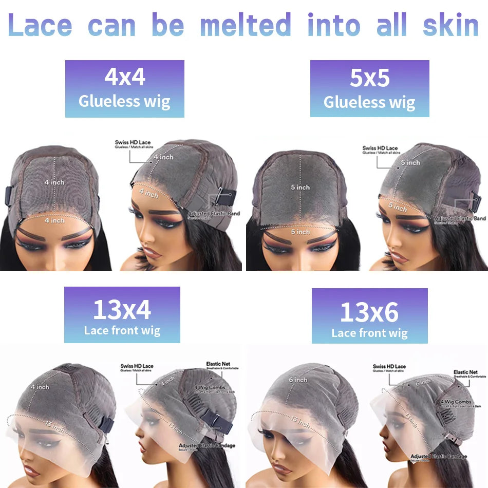 Glueless Bone Straight 4X4 Hd Lace Frontal Wig 13X6 13X4 Black Lace Front Wig Human Hair