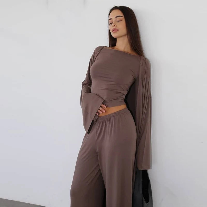 Casual Yellow Women 3 Pieces Suits 2025 V-neck Long Coat