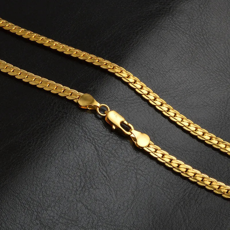 Silver 18K Gold Color 5MM Chain Bracelets Neckalce