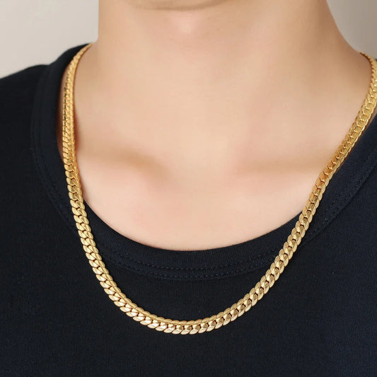 Silver 18K Gold Color 5MM Chain Bracelets Neckalce