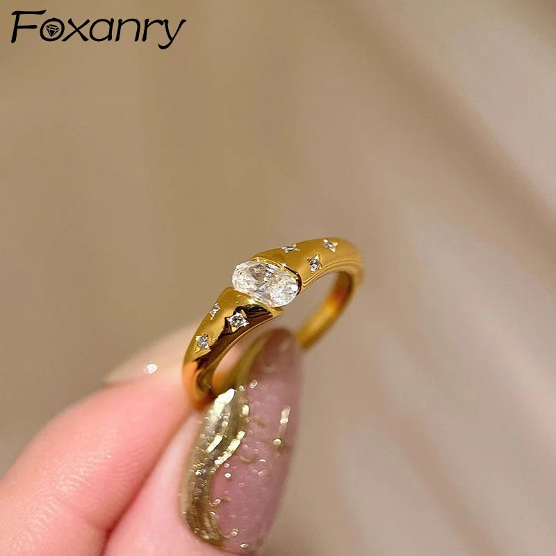 Sparkling Ellipse Zircon Ring For Women Couples