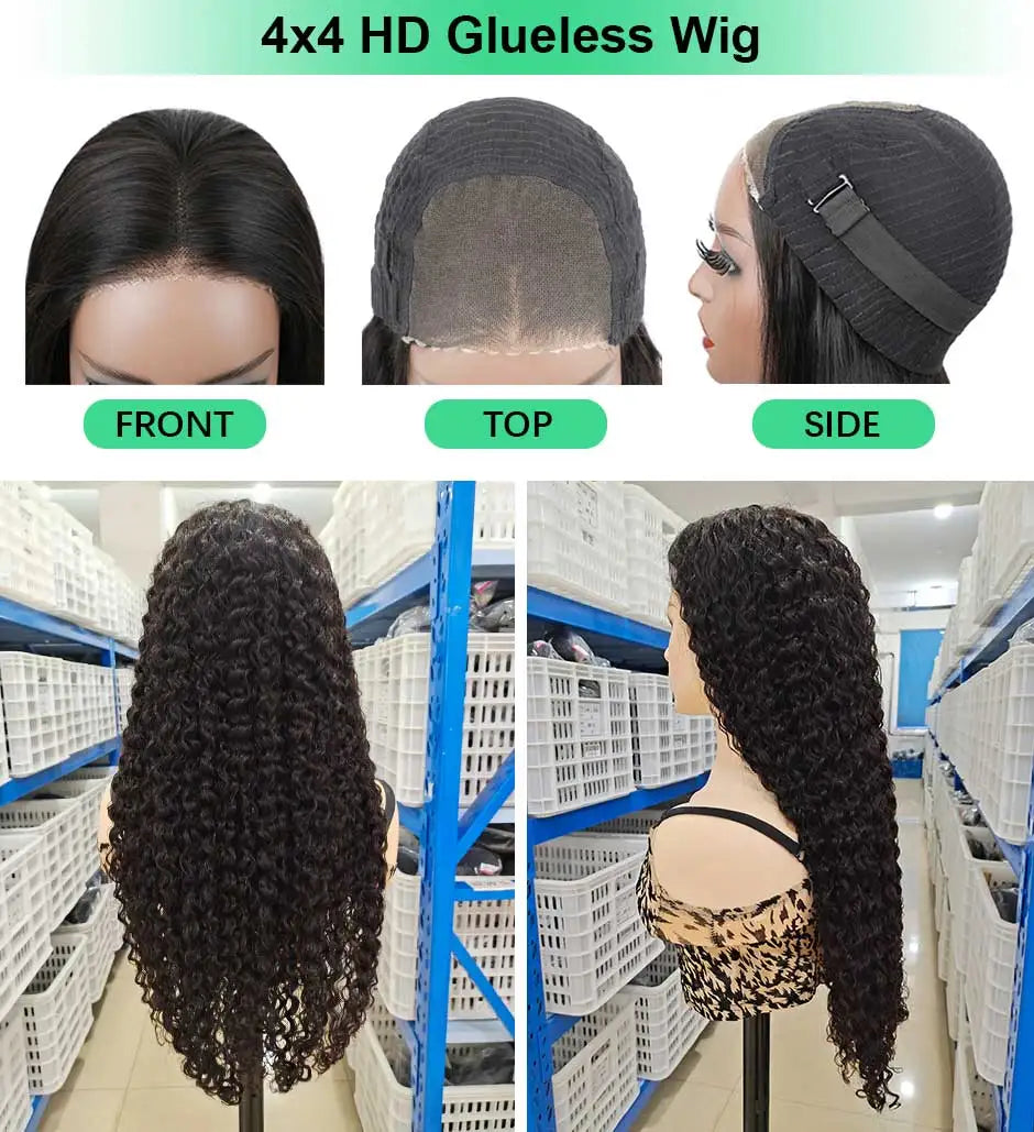 Water Wave Glueless Wig Pre-Cut Lace Wig 180% Pre-Plucked