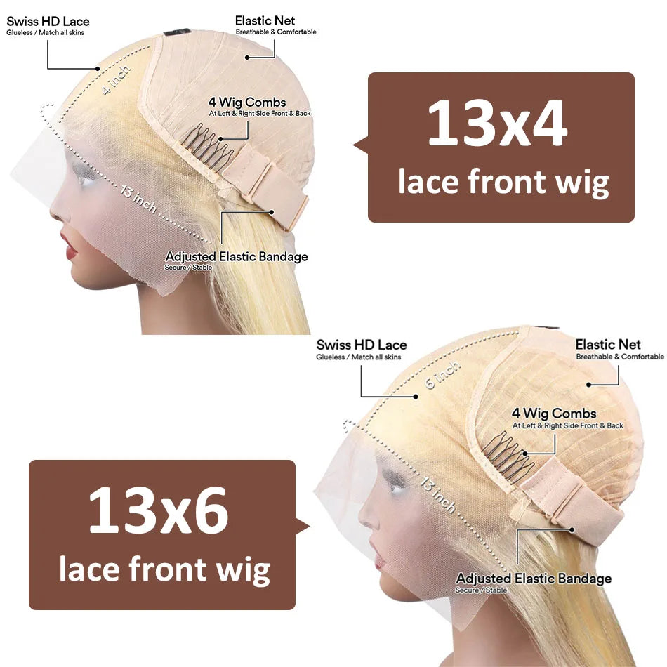 Wiggogo Blonde Lace Front Wig Human Hair Body Wave 613 Hd Lace Frontal Wig