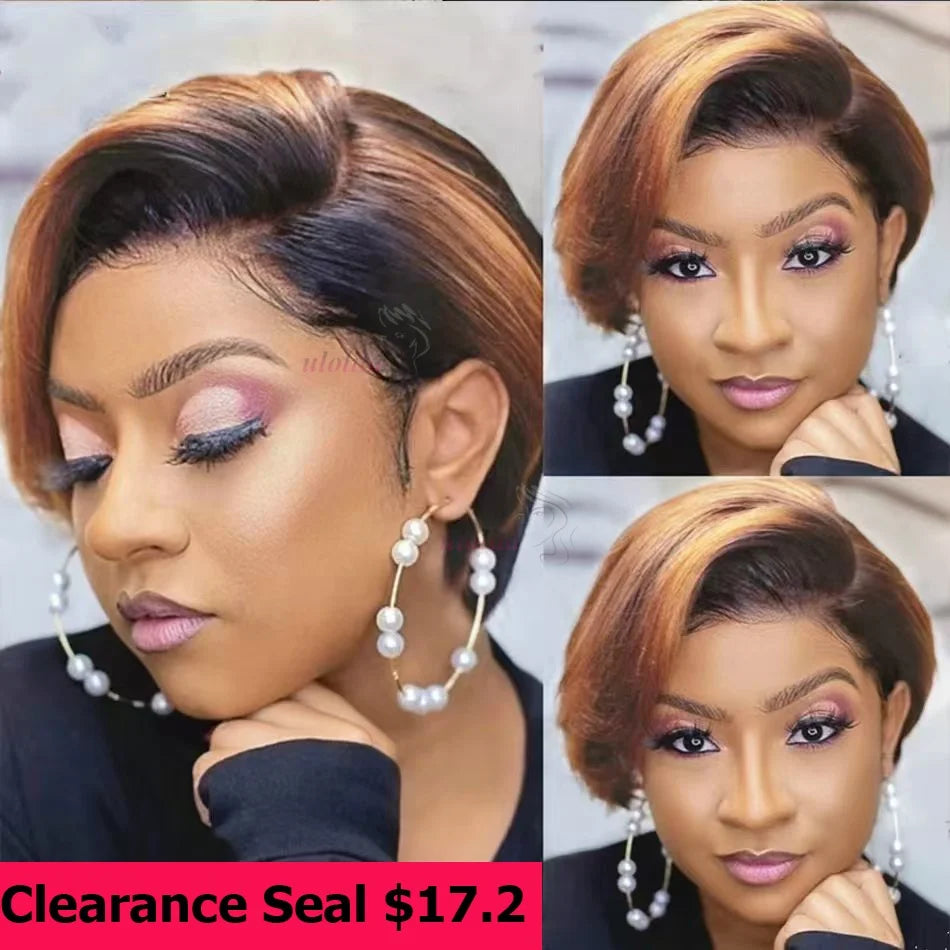 1B 30 Blonde Short Bob Pixie Cut Wig
