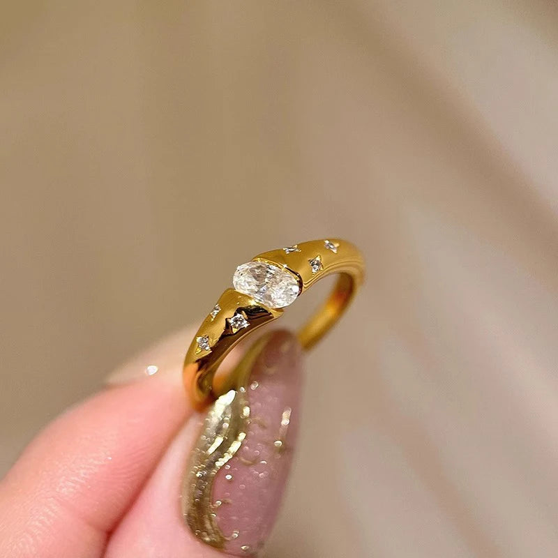 Sparkling Ellipse Zircon Ring For Women Couples