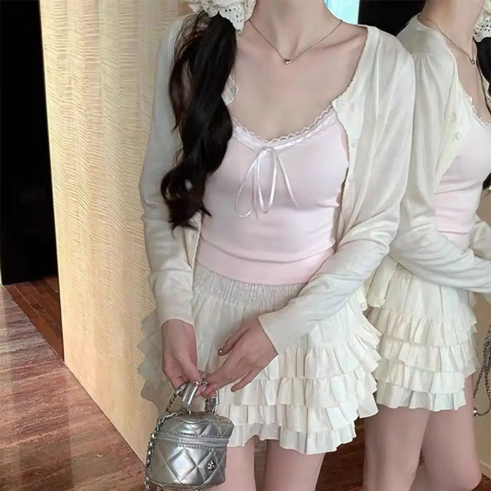 Sling Vest Inner Pad Lace Trim Strap Vest Beautiful Short Style Spicy Girl