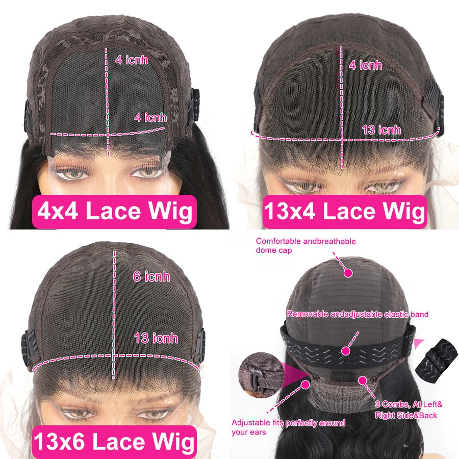 30 32 34 Inch 13x4 Lace Wig 13X6 Human Hair Lace Frontal Wig Body