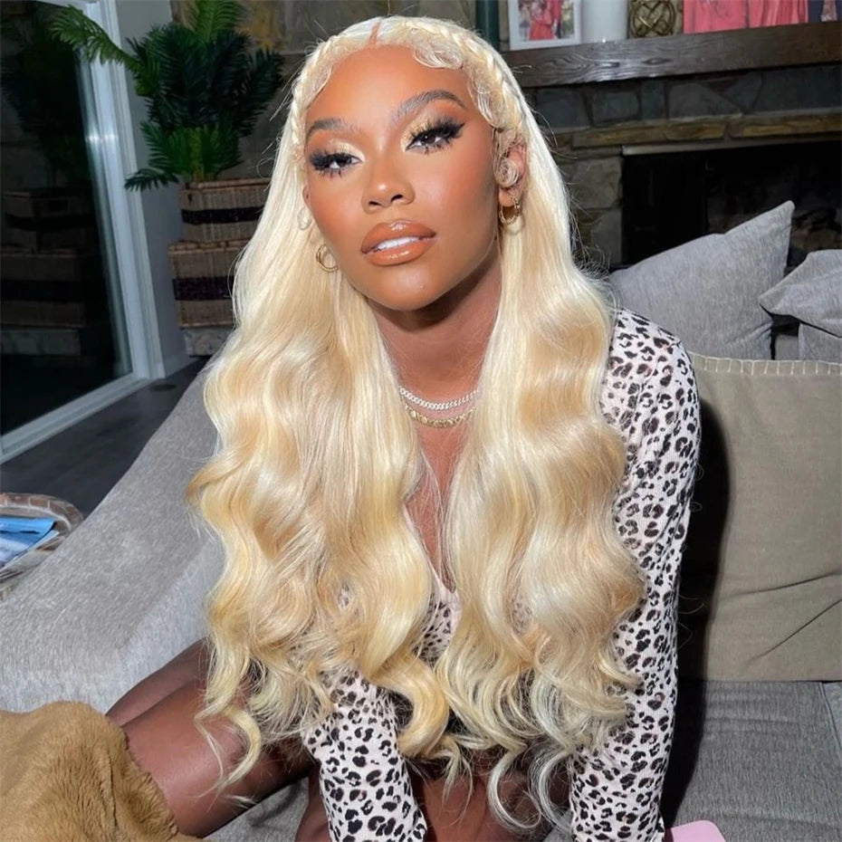 13x6 Highlight Ash Blonde Wigs Human Hair Brazilian Body Wave