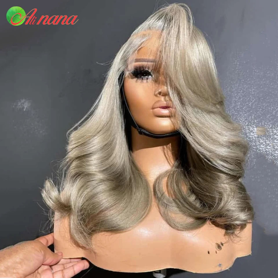 Ash Blonde Colored 13x4 Lace Frontal Wigs Ombre