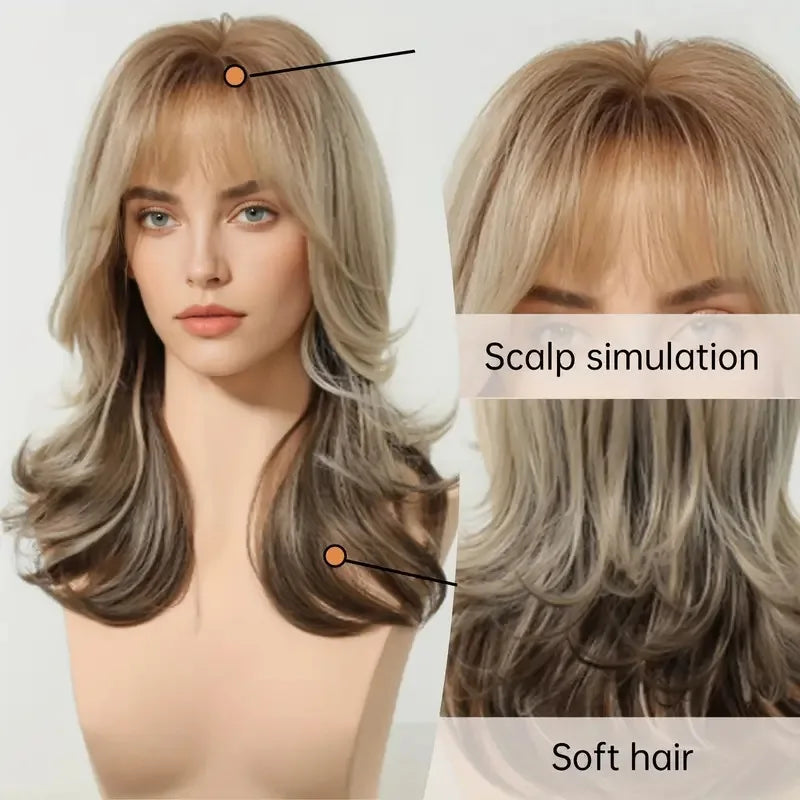 Medium Length Wavy Synthetic Wigs