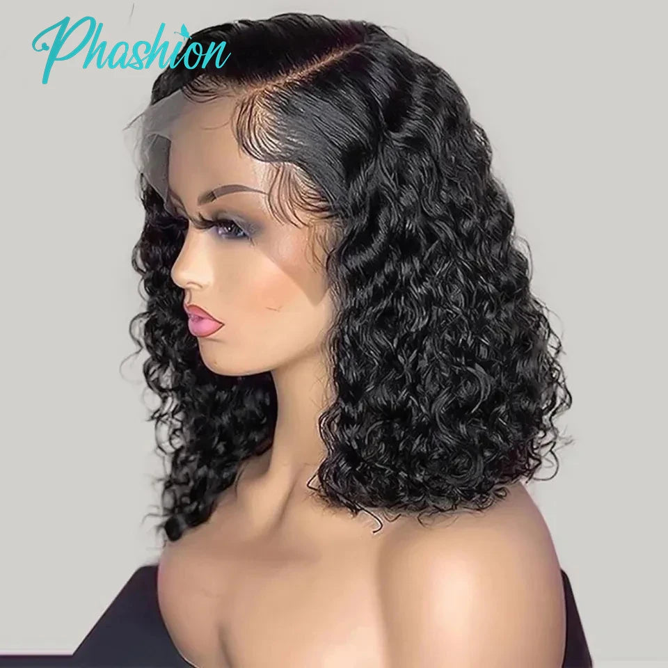 Phashion 13x4 Deep Curly Short Bob Wig Full Lace Frontal Human Hair Wigs
