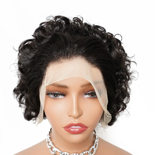 13x4 Deep Curly Pixie Cut Short Wig Human Hair