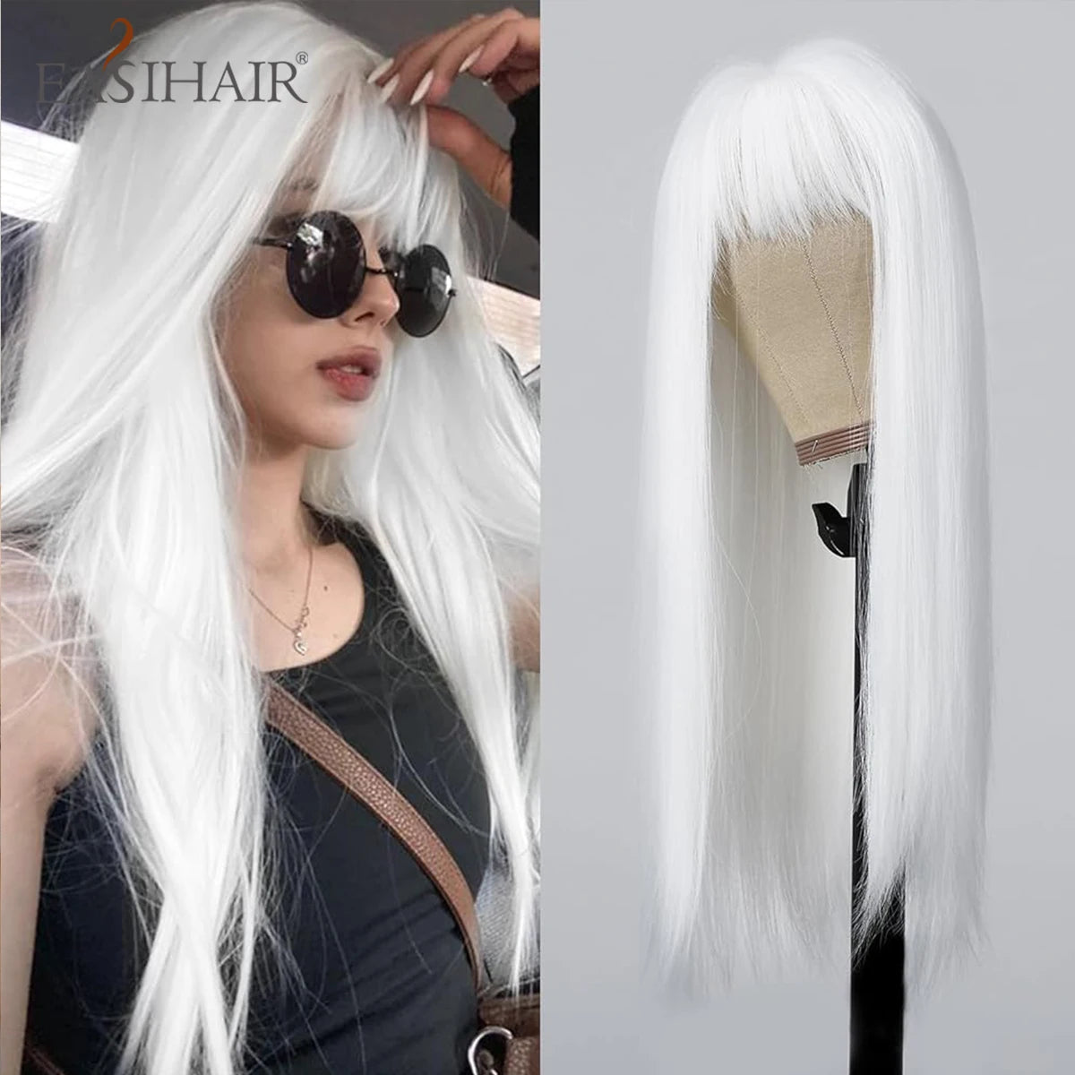 EASIHAIR Brown Straight Layered Wigs for Women Long Natural Hair