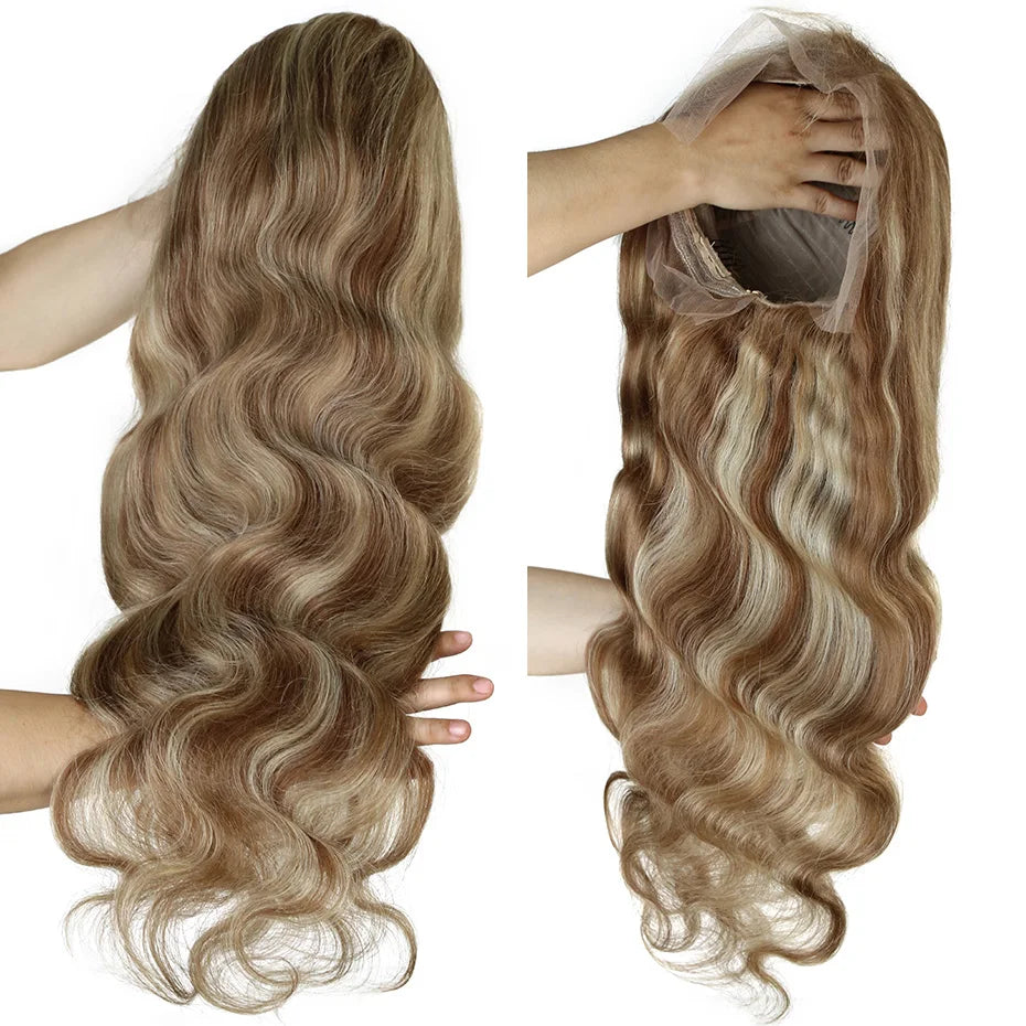 13x6 Highlight Ash Blonde Wigs Human Hair Brazilian Body Wave