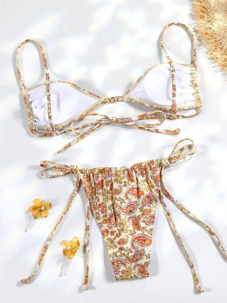 Orange Bikinis High Waist Swimsuit Women