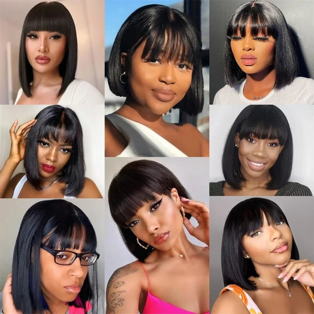 Choice Short Bob Wig Bone Straight 100% Human Hair