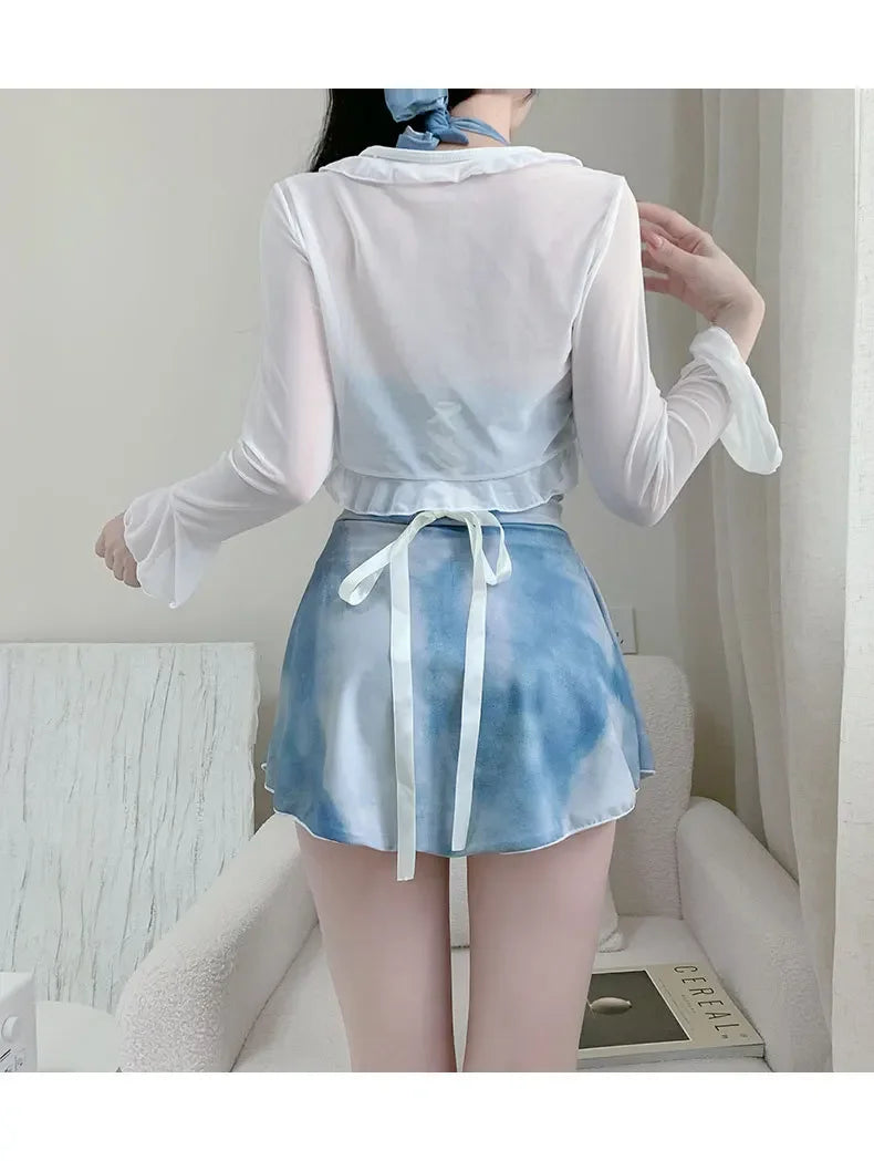 New Tenderness Sweet Cute Blue Halter Bikinis