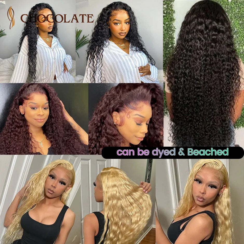 Water Wave 13x4 HD Lace Frontal Wig Deep Curly Human Hair Wigs