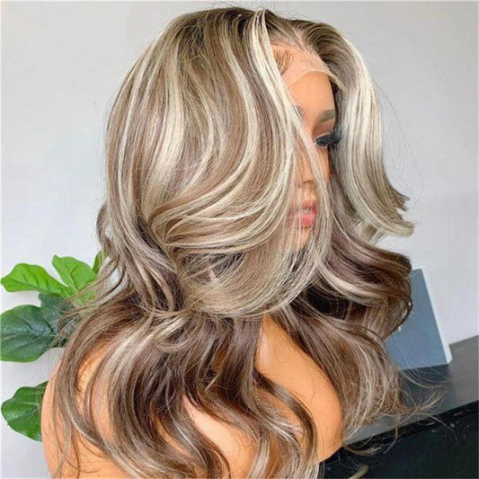 13x6 Highlight Ash Blonde Wigs Human Hair Brazilian Body Wave