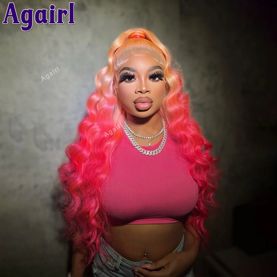 Ombre 613 Rose Pink 13X6 Loose Deep Wave