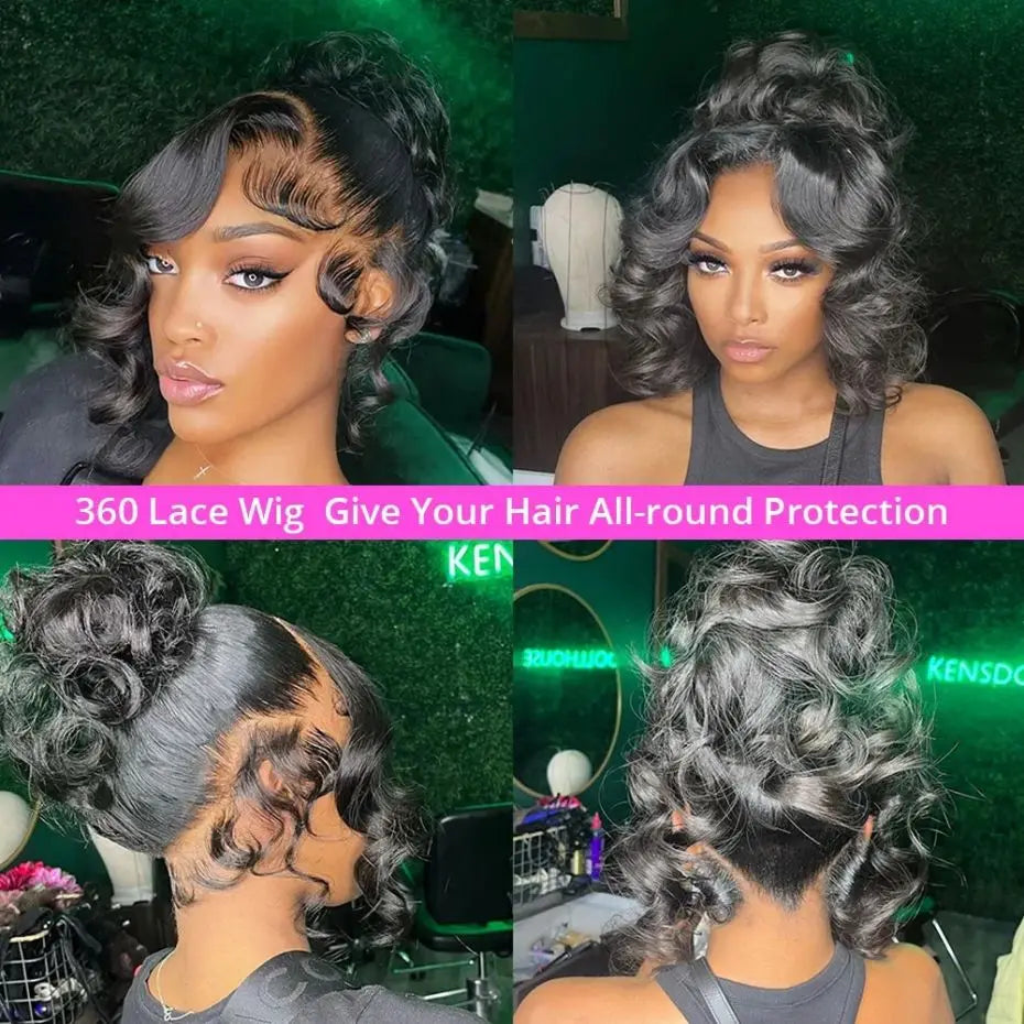 360 Full Lace Wigs For Ponytail Brazilian 30 32Inch Body Wave 13x4 13x6 HD Lace Front Wig