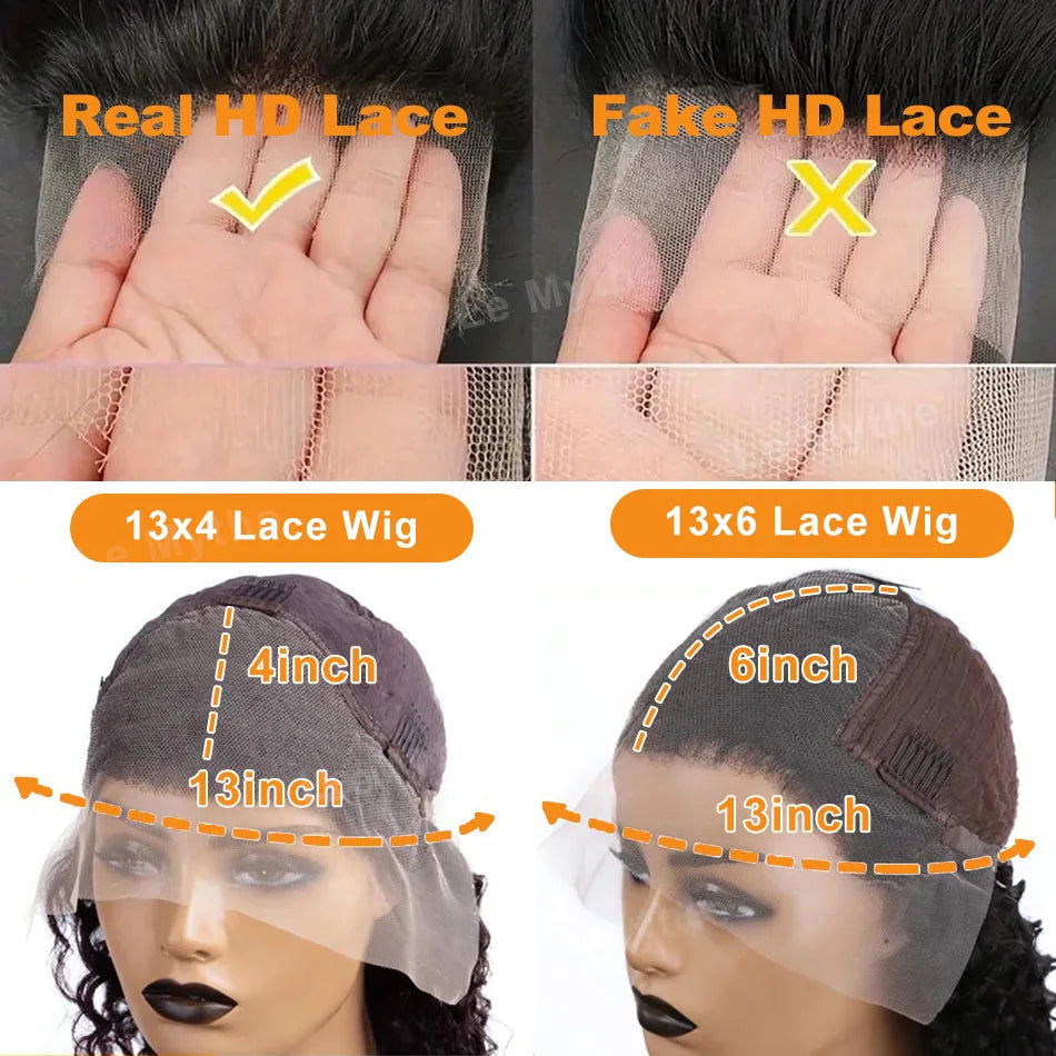 100% Human Hair 13x4 13x6 Lace Frontal Wigs Body