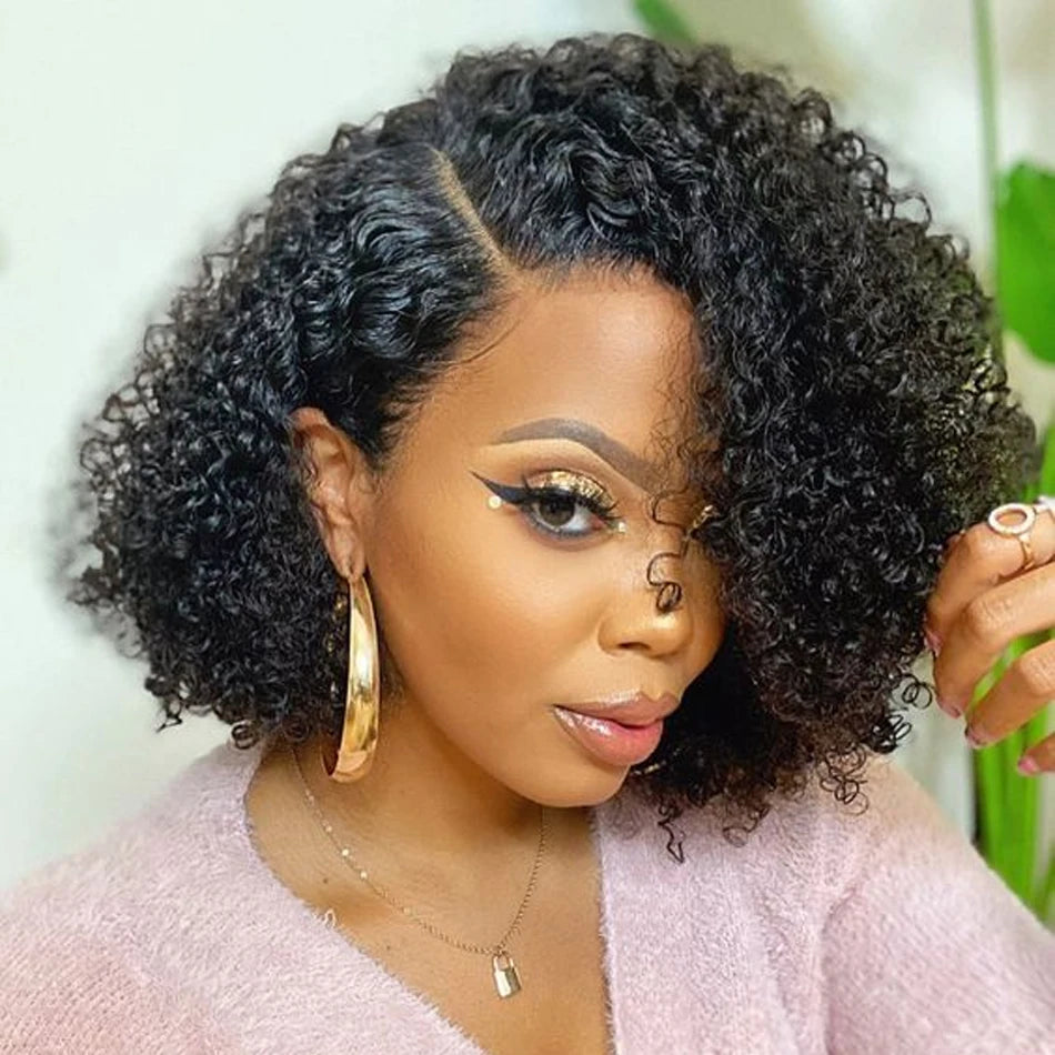 Kinky Curly Bob Cheap Wig Lace Frontal Human