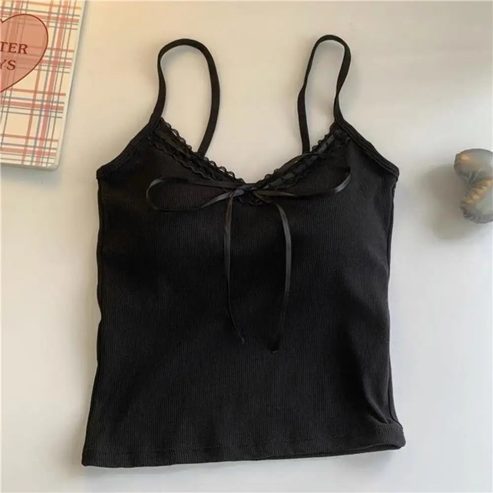 Sling Vest Inner Pad Lace Trim Strap Vest Beautiful Short Style Spicy Girl