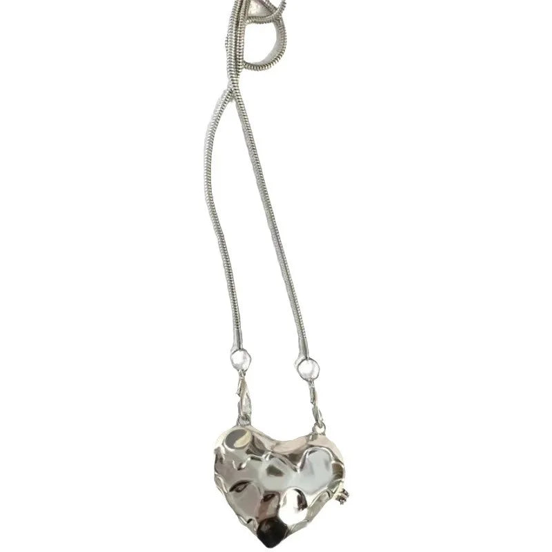 Luxury Small Bling Heart Shape Silver Evening
