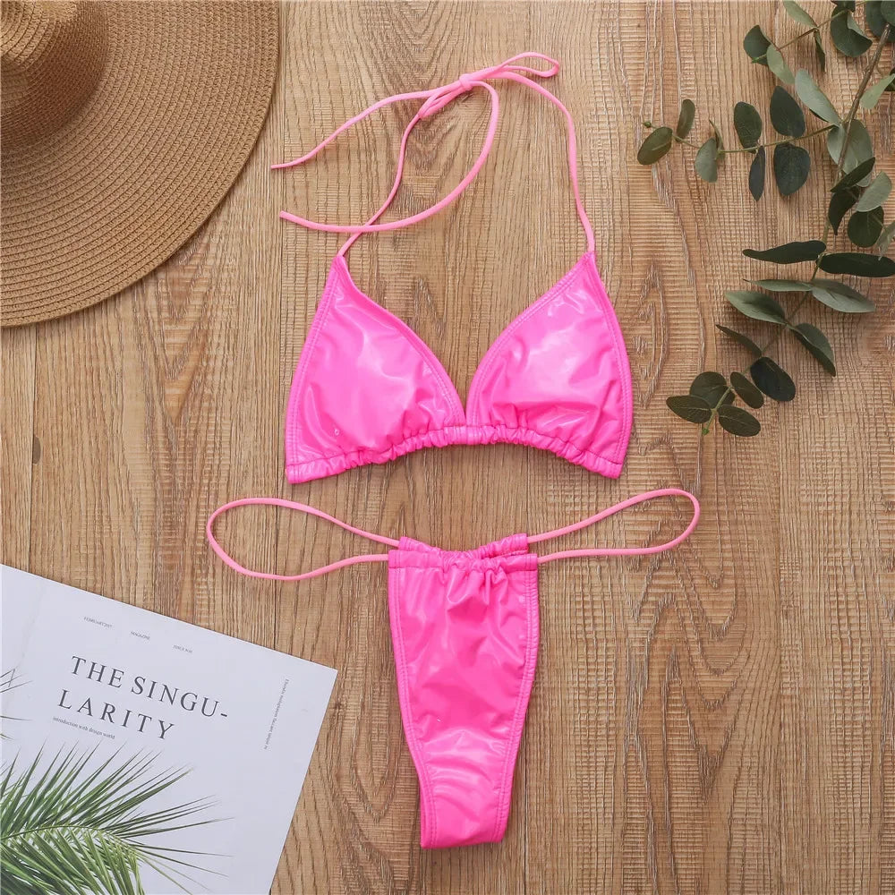 Shiny PU Mini Micro Bikini 2025